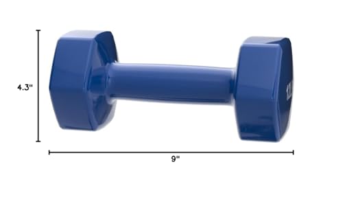 Basics Vinyl Coated Dumbbell Hand Weights, 12 pound, Pair, Blue