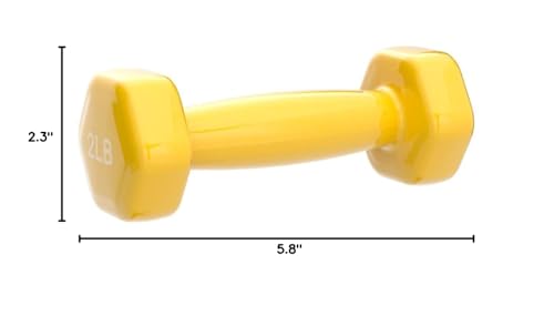 Basics Vinyl Coated Dumbbell Hand Weights, 2 Pounds, Pair, Yellow