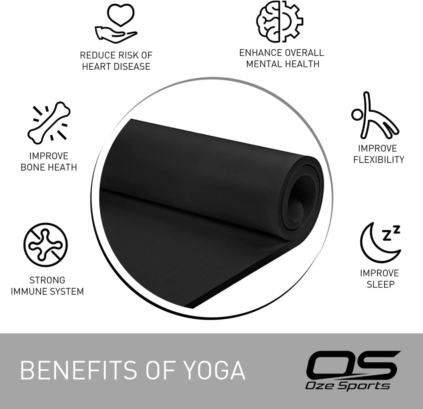 Yoga Mat Exercise NBR Fitness foam mat Extra Thick Non-Slip Large Padded