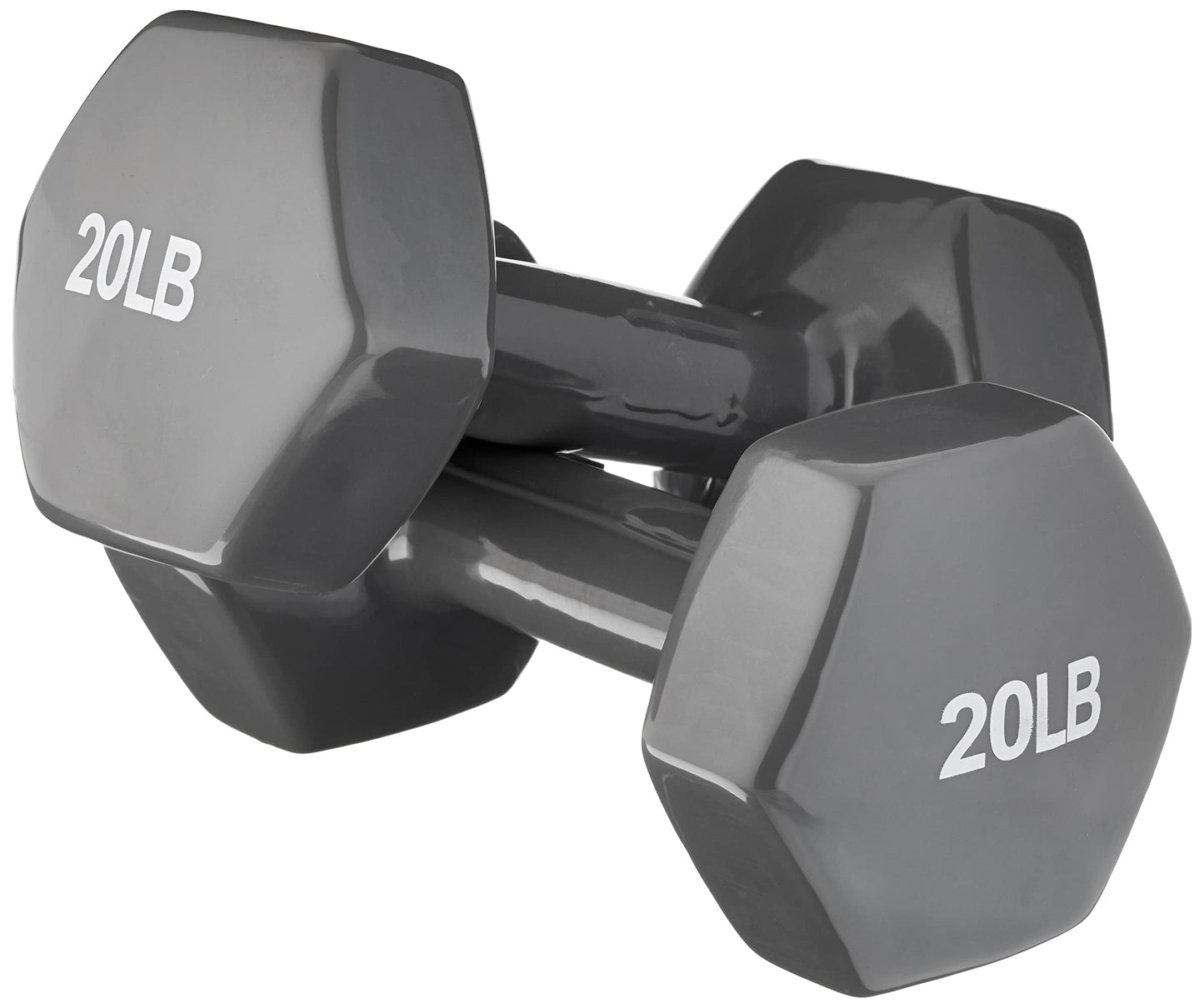 Basics Vinyl Coated Dumbbell Hand Weights, 20 Pounds, Pair, Grey
