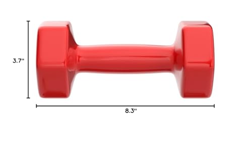 Basics Vinyl Coated Dumbbell Hand Weights, 8 Pounds, Pair, Red