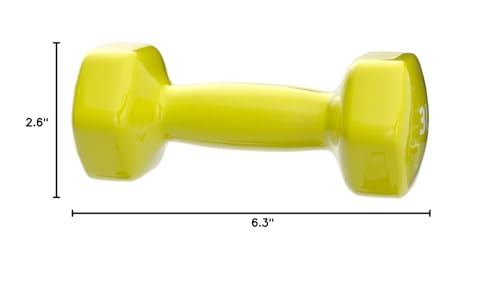 Basics Vinyl Coated Dumbbell Hand Weights, 3 Pounds, Pair, Citron