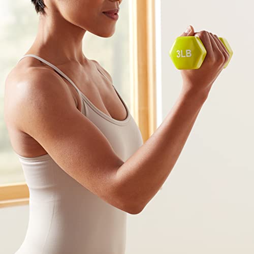 Basics Vinyl Coated Dumbbell Hand Weights, 3 Pounds, Pair, Citron