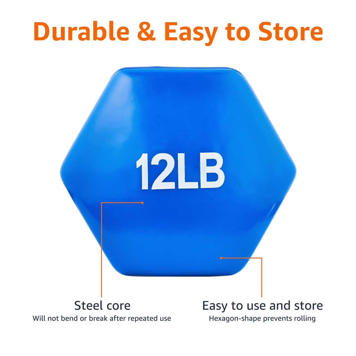 Basics Vinyl Coated Dumbbell Hand Weights, 12 pound, Pair, Blue