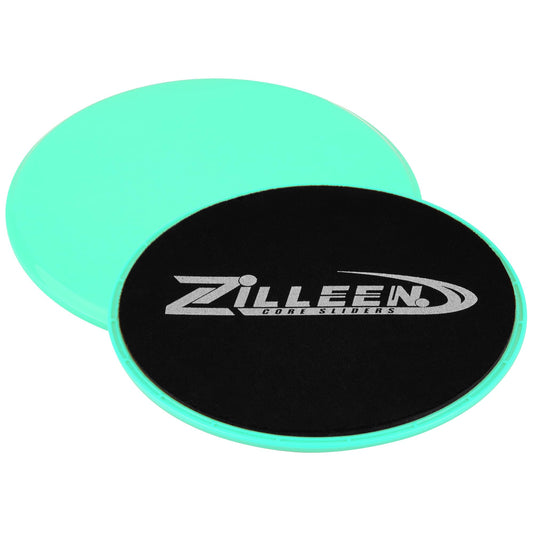 ZILLEEN Exercise Sliders for Working Out Green Fitness Discs for Pilates Women Men, 2 Pack