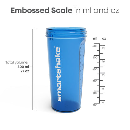 Smartshake Lite 4-Pack Protein Shaker Bottle 800 ml | 27 oz - Leakproof Screw-on Lid - BPA Free – Unisex - Mist Gray, Army Green, Black, Navy Blue
