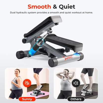 Sunny Health & Fitness Mini Steppers for Exercise at Home, Stair Step Workout Machine with Resistance Bands