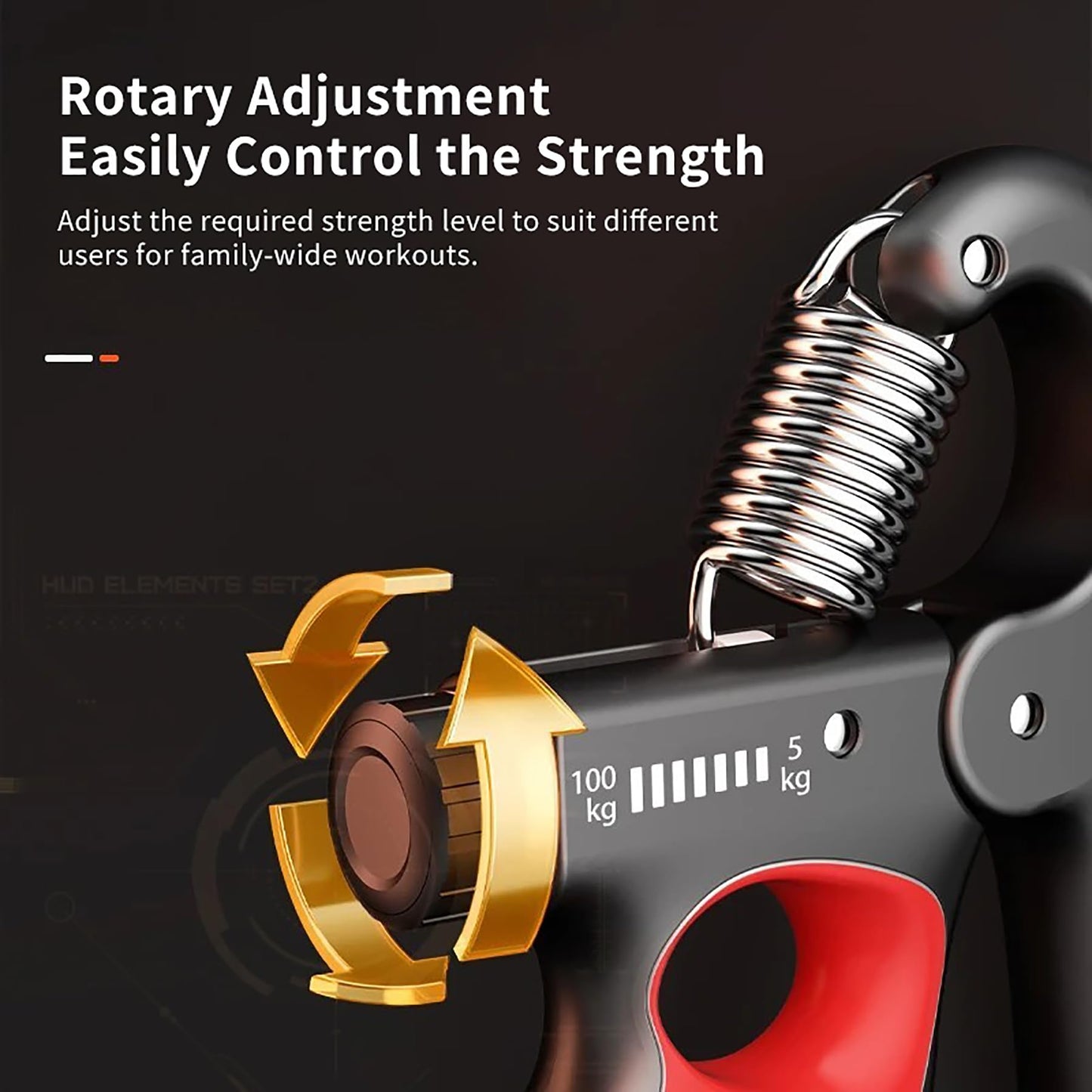 Hiyoga Grip Strength Trainer, Hand Grip Strengthener with Adjustable Resistance 11-220Lbs(5-100KG), Automatic Counter, Ergonomic Design