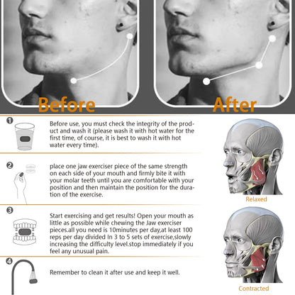 Jawline Shaper Jaw Exerciser Jaw Trainer for Men and Women Facial Fitness Tool 5 Resistance Levels (10Pcs）