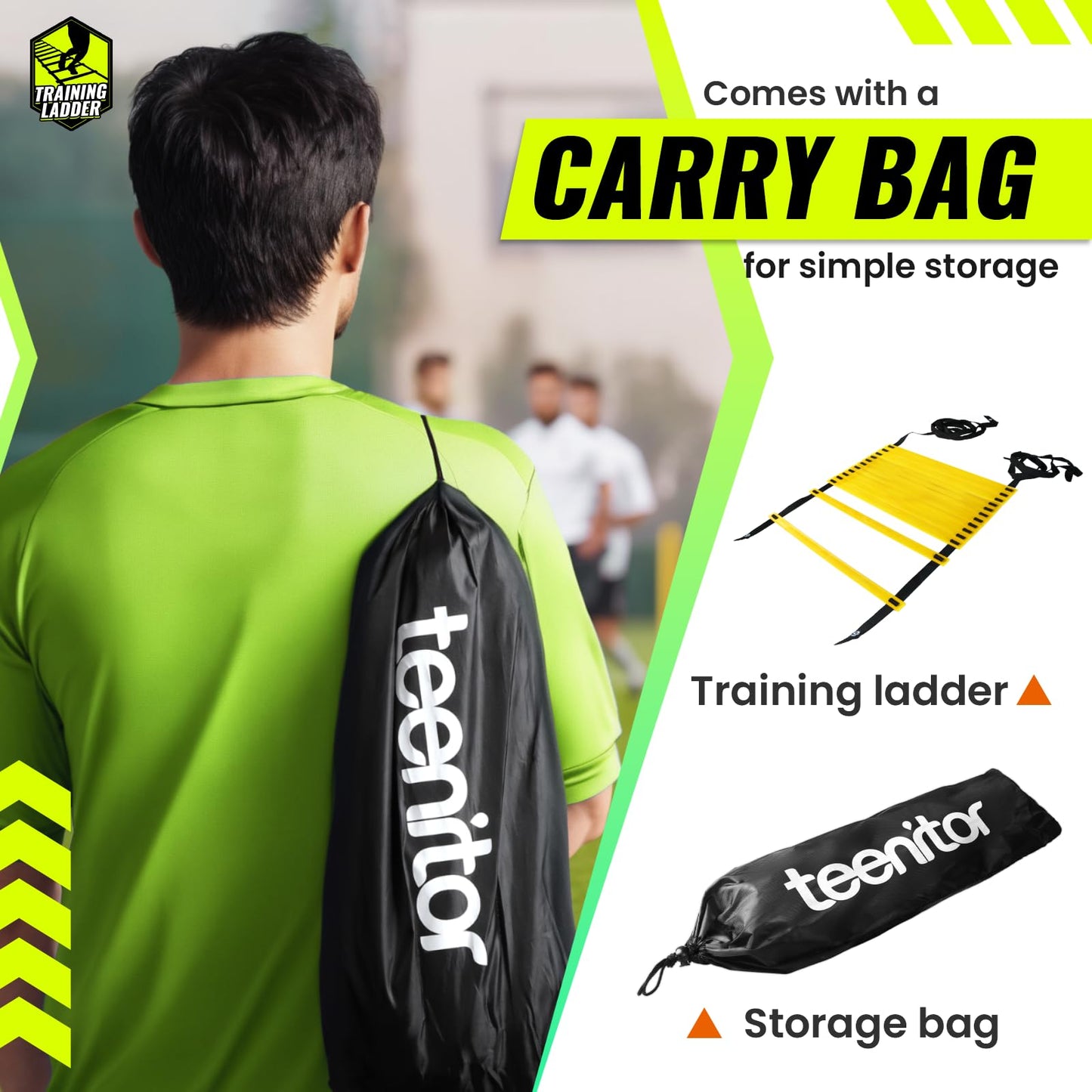 Teenitor 13 Rung Agility Ladder Speed Ladder Training Ladder for Soccer, Speed, Football Fitness Feet Training Carry Bag Agility Training Equipment