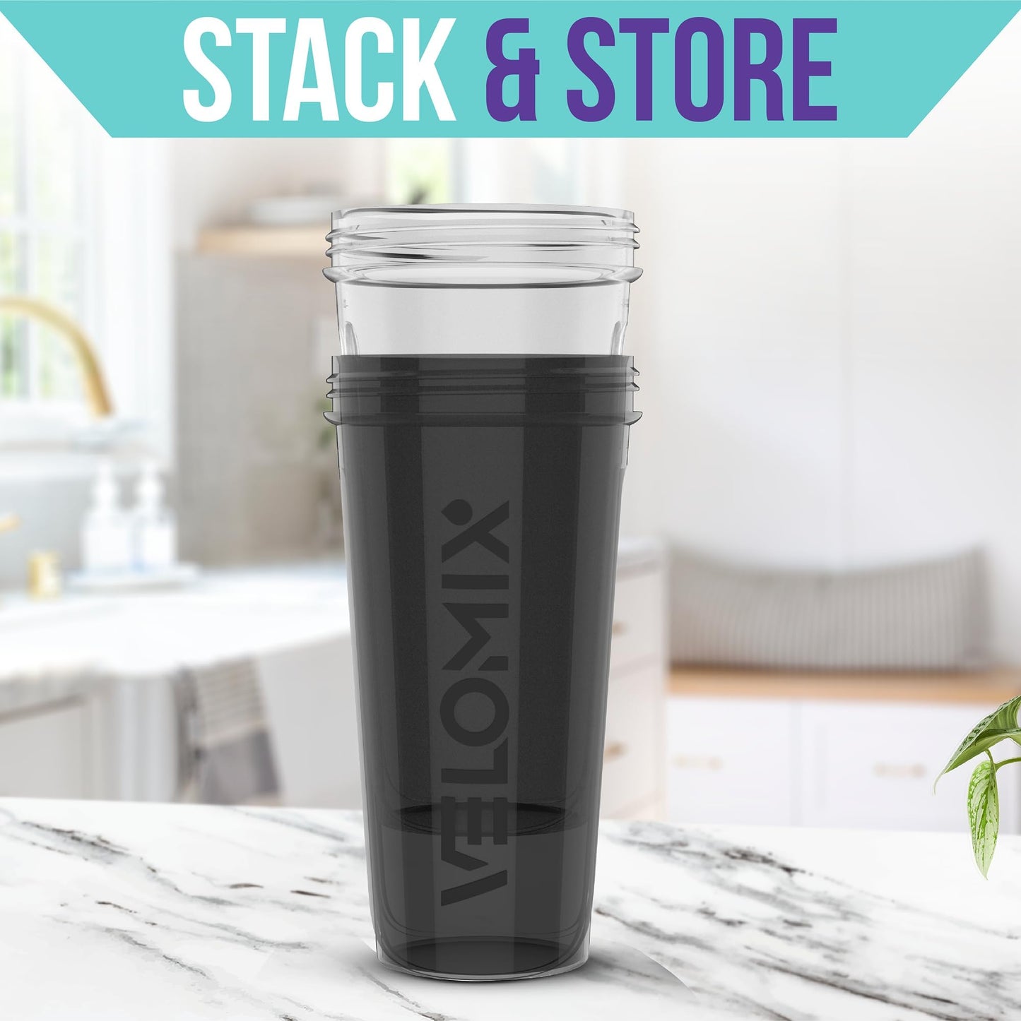 VELOMIX -2 Pack- 28 oz Protein Shaker Bottles for Protein Mixes - 2x Wire Whisk | Leak Proof Shaker Cups for Protein Shakes