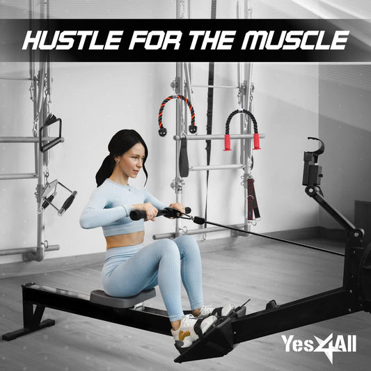Yes4All Black Combo Tricep Pull Down Rope, Double D HandlesDown Straight Barchment