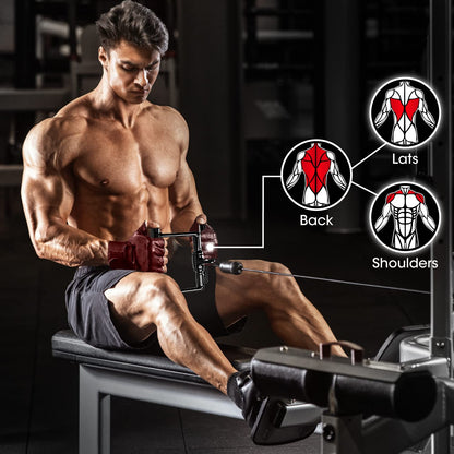 Yes4All Black Combo Tricep Pull Down Rope, Double D HandlesDown Straight Barchment