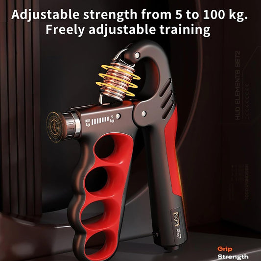 Hiyoga Grip Strength Trainer, Hand Grip Strengthener with Adjustable Resistance 11-220Lbs(5-100KG), Automatic Counter, Ergonomic Design