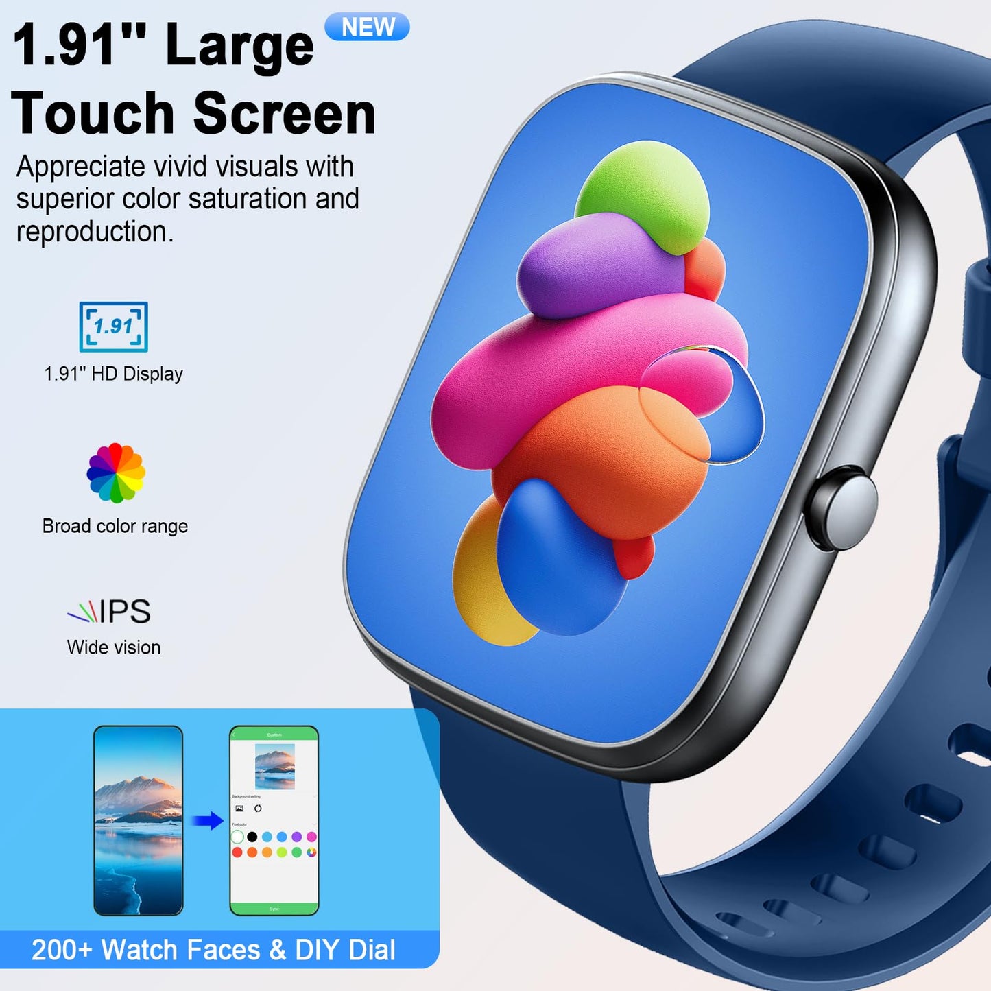 uaue Smart Watch (Answer/Make Call), Sports Modes Fitness Activity Tracker, Calories/Heart Rate/Sleep Monitor, Step Counter for Android iOS