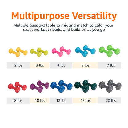 Basics Vinyl Coated Dumbbell Hand Weights, 3 Pounds, Pair, Citron