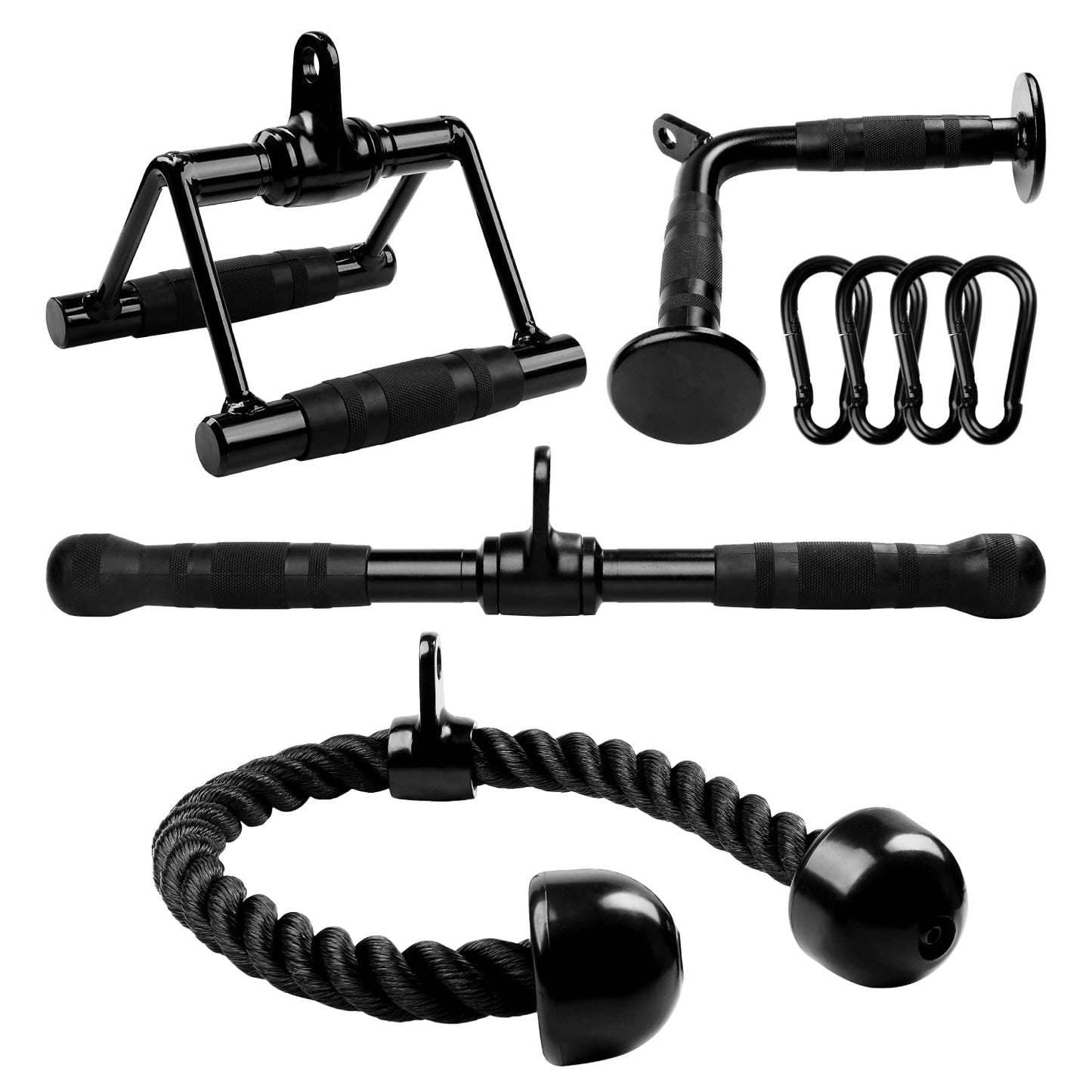 Yes4All Black Combo Tricep Pull Down Rope, Double D HandlesDown Straight Barchment