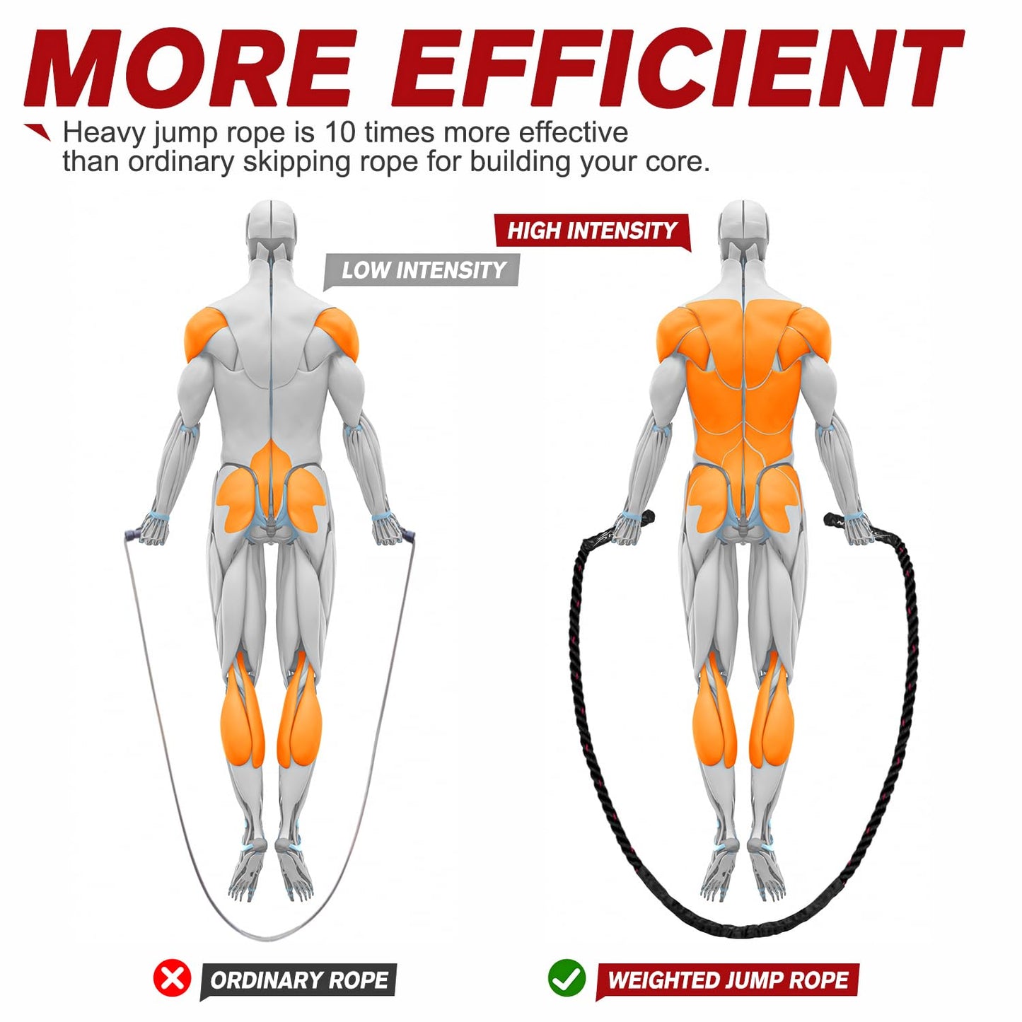 HPYGN Weighted Heavy Skipping/Jump Rope 9.2ft 2.8LB for fitness, Exercise