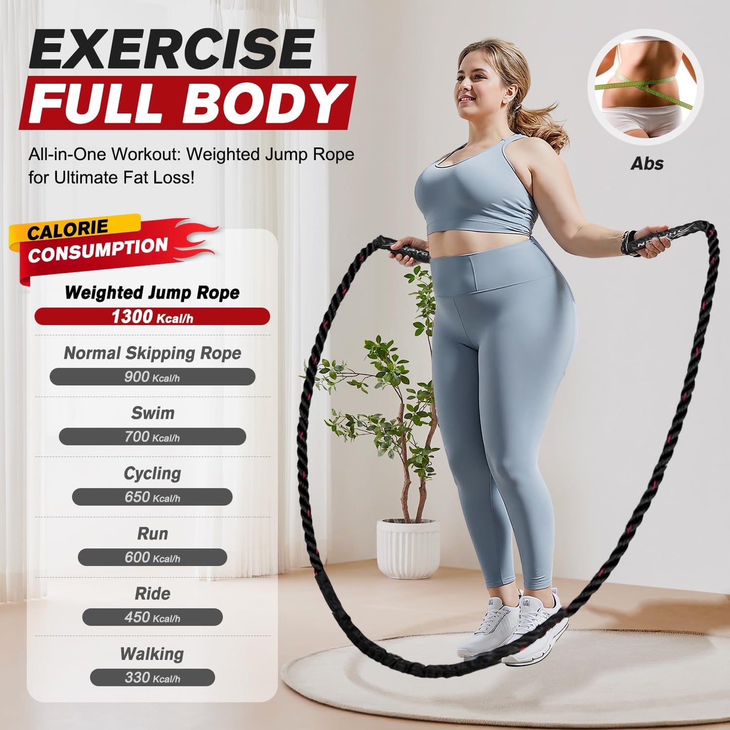 HPYGN Weighted Heavy Skipping/Jump Rope 9.2ft 2.8LB for fitness, Exercise