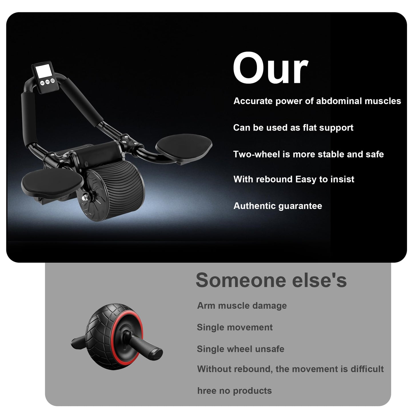 Pafal Elbow Support Automatic Rebound Abdominal Wheel,Ab Roller for Abdominal Exercise Machine