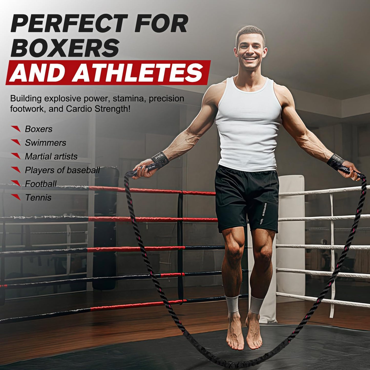HPYGN Weighted Heavy Skipping/Jump Rope 9.2ft 2.8LB for fitness, Exercise
