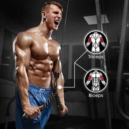 Yes4All Black Combo Tricep Pull Down Rope, Double D HandlesDown Straight Barchment