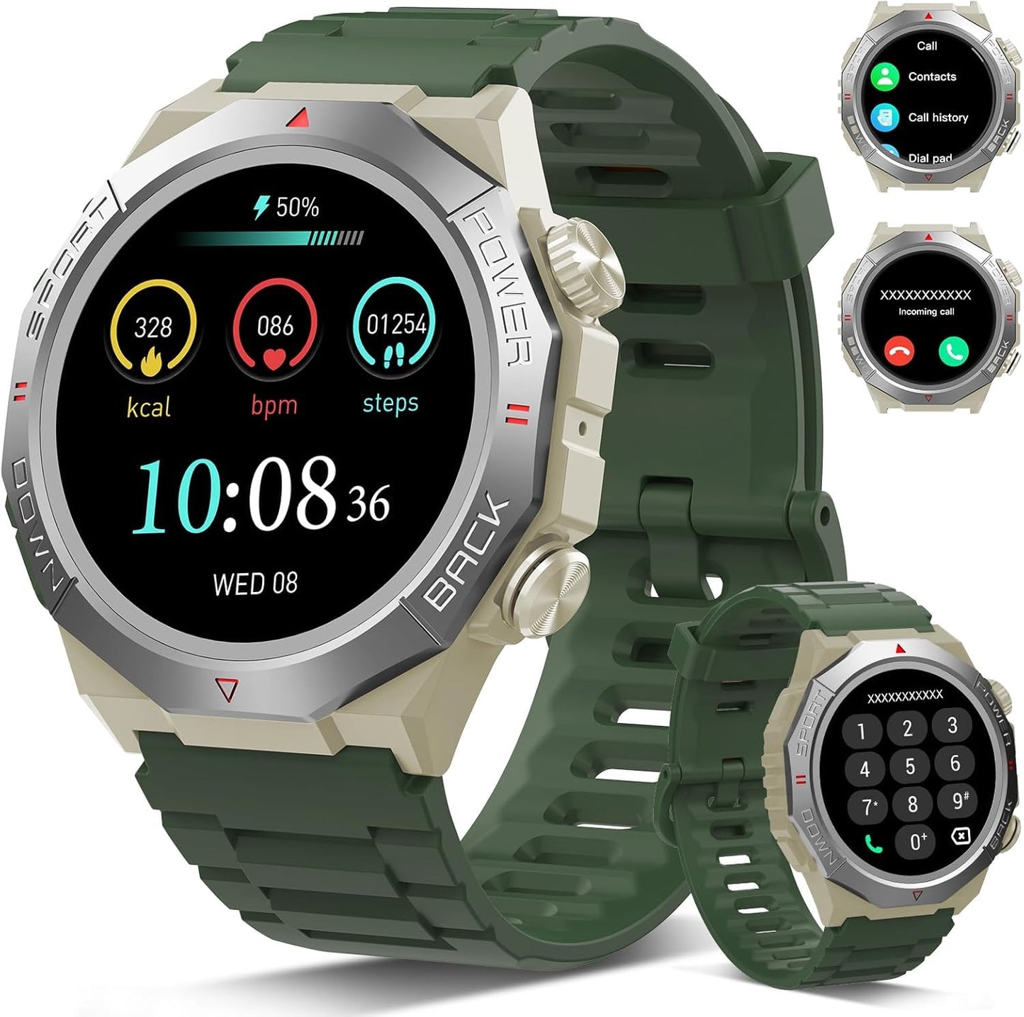 Military Smart Watches for Men(Answer/Make Calls), 1.39" HD Fitness Watch, 24/7