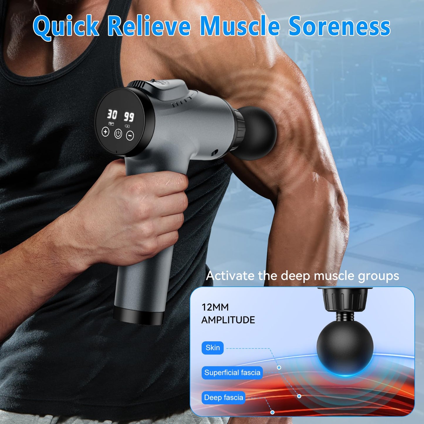 Massage Gun, Muscle Massage Gun for Athletes Handheld Electric Deep Tissue Back Massager