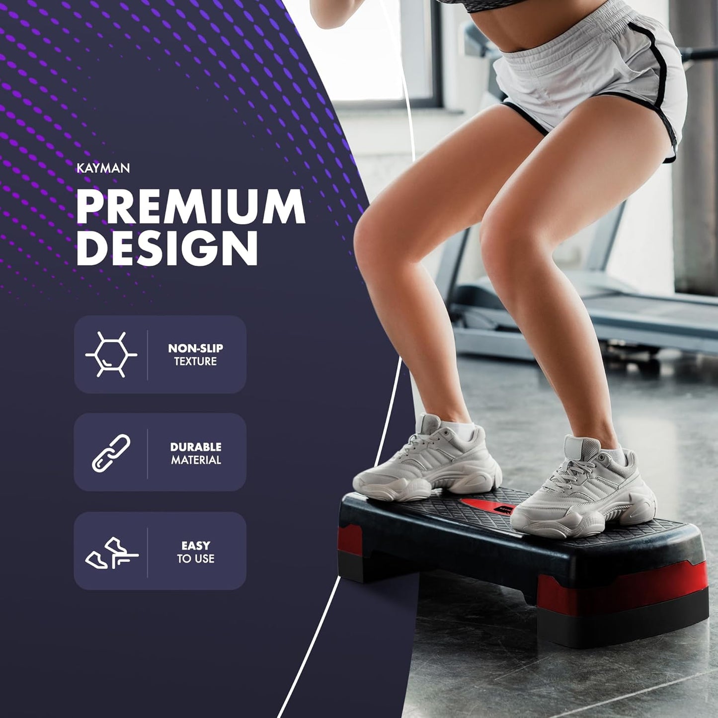KAYMAN Exercise Steps – Fitness Stepper for Home & Gym, Suited for Aerobics, Cardio, Weights, Yoga, DVD Workout