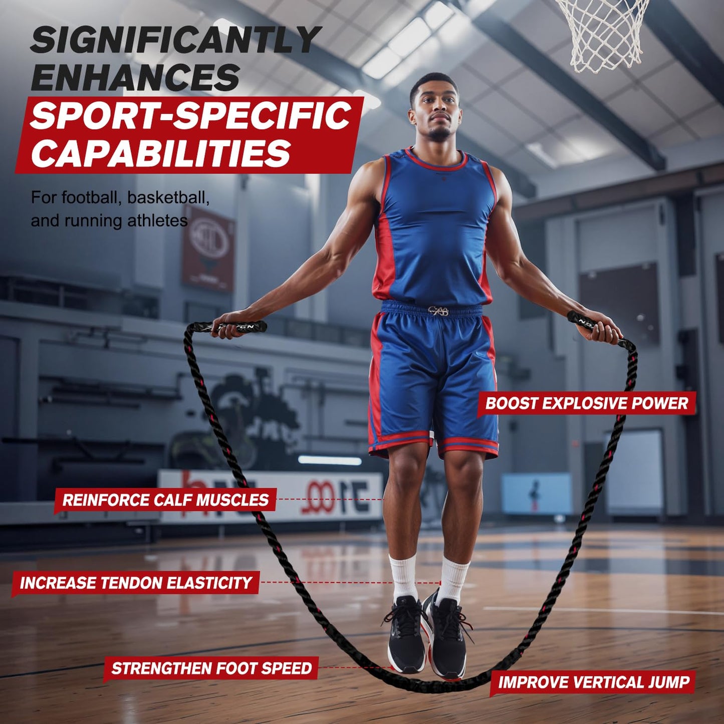 HPYGN Weighted Heavy Skipping/Jump Rope 9.2ft 2.8LB for fitness, Exercise