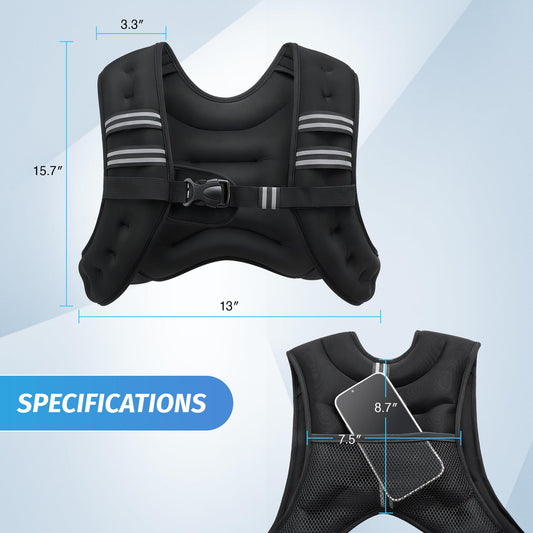 ZELUS Weighted Vest, 6lb/8lb/12lb/16lb/20lb/25lb/30lb Weight Vest with Reflective Stripe for Workouts
