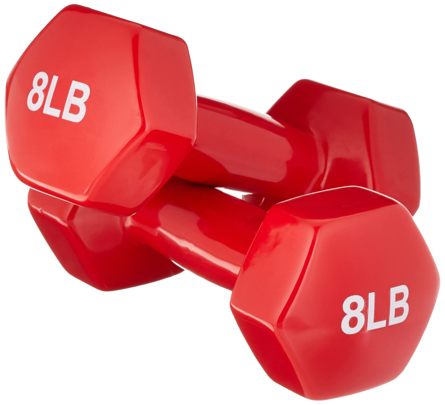 Basics Vinyl Coated Dumbbell Hand Weights, 8 Pounds, Pair, Red