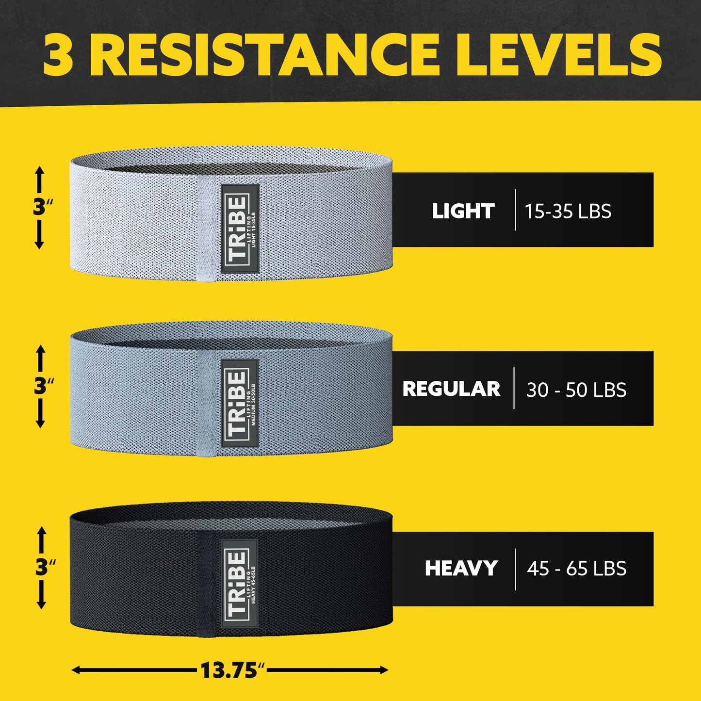 Tribe Lifting Fabric Resistance Bands for Exercise - Hip Bands for Working Out Legs, Glutes, Knees and Thighs for Men and Women