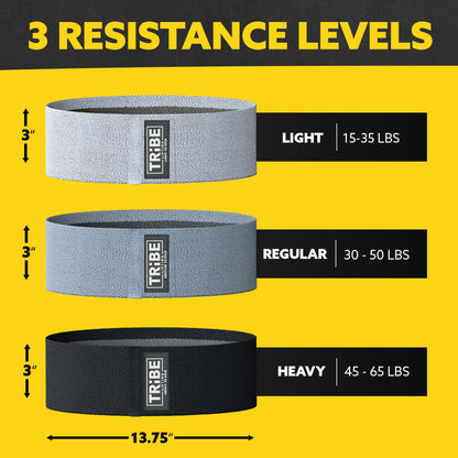 Tribe Lifting Fabric Resistance Bands for Exercise - Hip Bands for Working Out Legs, Glutes, Knees and Thighs for Men and Women