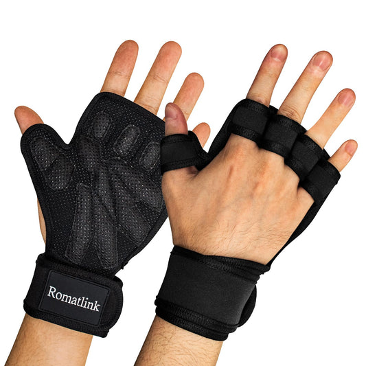 Romatlink Workout Gloves for Men and Women, Sport Gloves with Adjustable Wrist Wraps