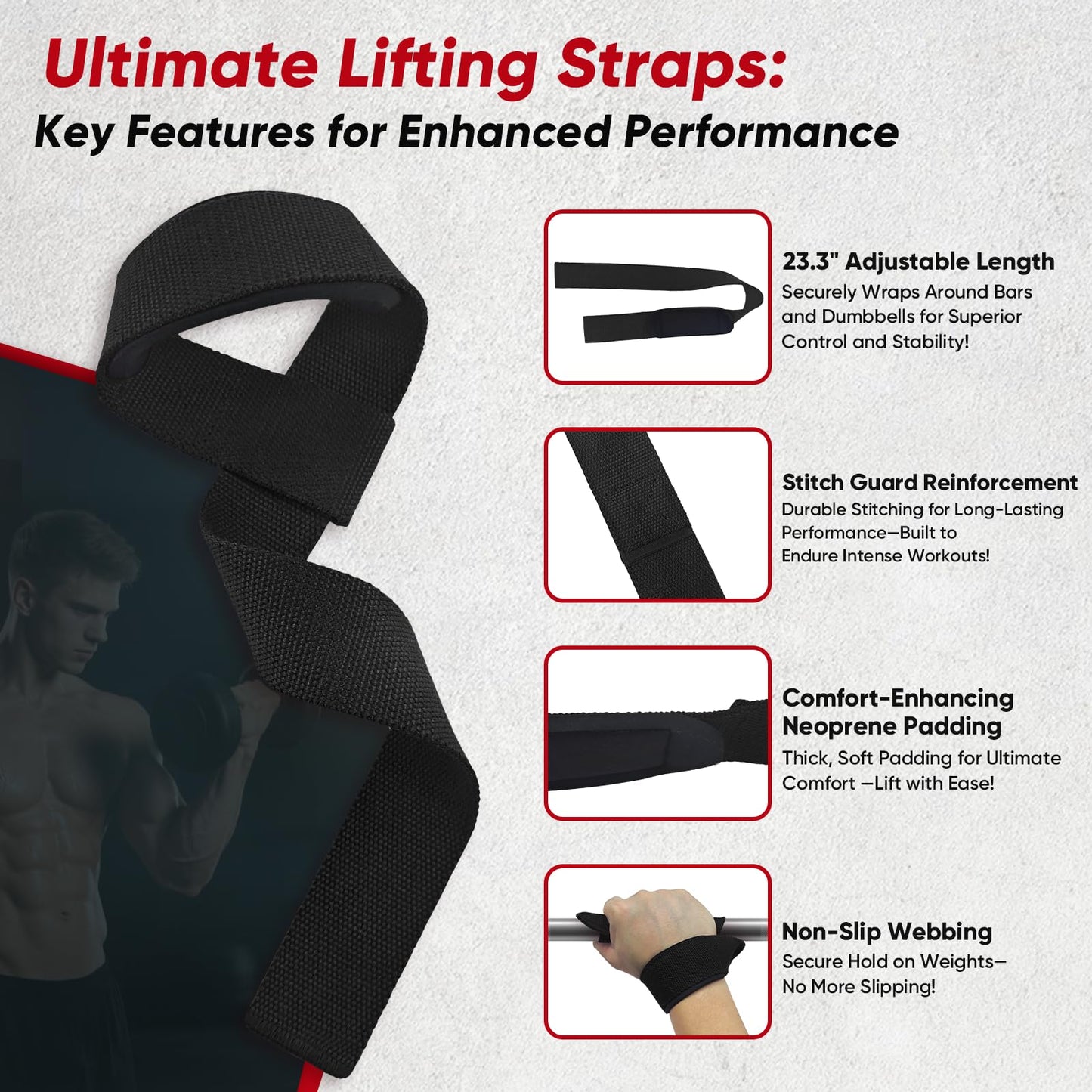 FitBeast Aluminum Alloy Exercise Handles & Lifting Straps Set - Gym Handles for Cables Machine with Thick D Buckle, Stable Grip, Ideal for Home Gyms