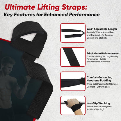 FitBeast Aluminum Alloy Exercise Handles & Lifting Straps Set - Gym Handles for Cables Machine with Thick D Buckle, Stable Grip, Ideal for Home Gyms