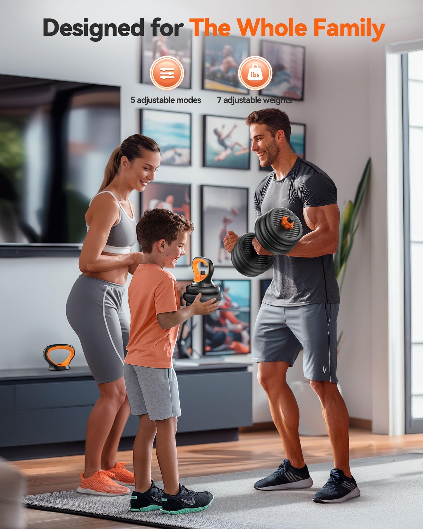 FEIERDUN Adjustable Dumbbells, 45lbs Free Weight Set with Connector, 4 in1 Dumbbells Set Used as Barbell, Kettlebells, Push up Stand