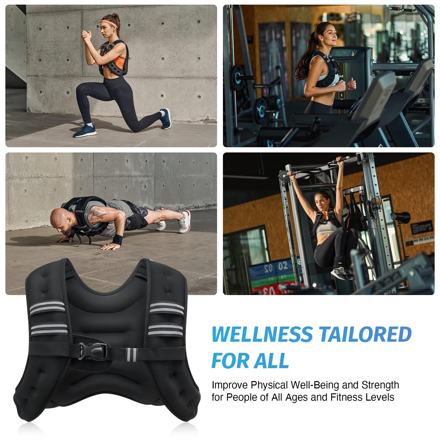 ZELUS Weighted Vest, 6lb/8lb/12lb/16lb/20lb/25lb/30lb Weight Vest with Reflective Stripe for Workouts