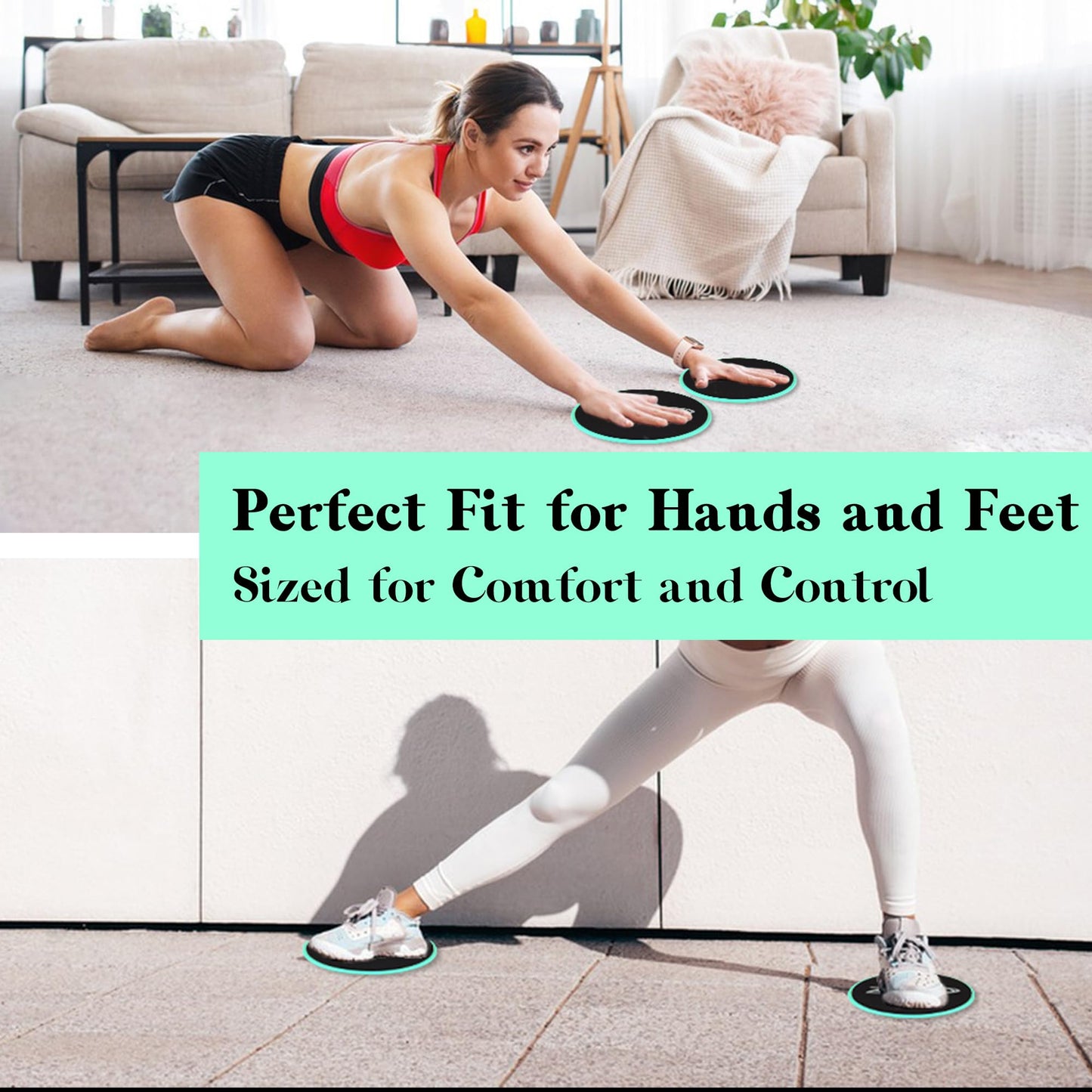 ZILLEEN Exercise Sliders for Working Out Green Fitness Discs for Pilates Women Men, 2 Pack