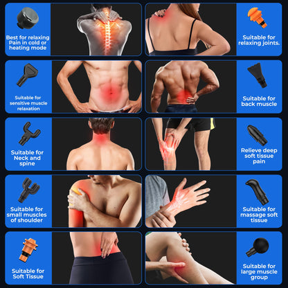 MuscleBuddy Massage Gun Deep Tissue with Heat and Cold Head, 6 Temperatures, 20 Levels & 10 Heads