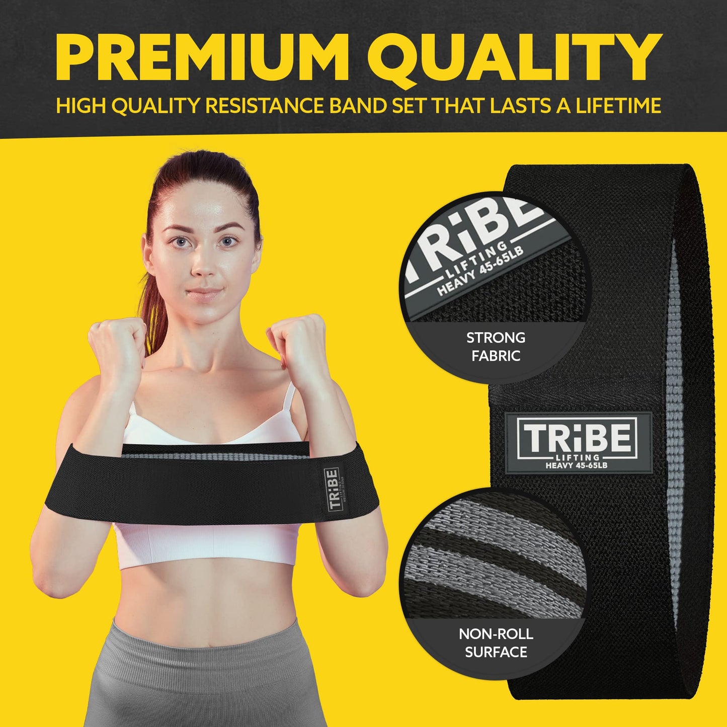 Tribe Lifting Fabric Resistance Bands for Exercise - Hip Bands for Working Out Legs, Glutes, Knees and Thighs for Men and Women