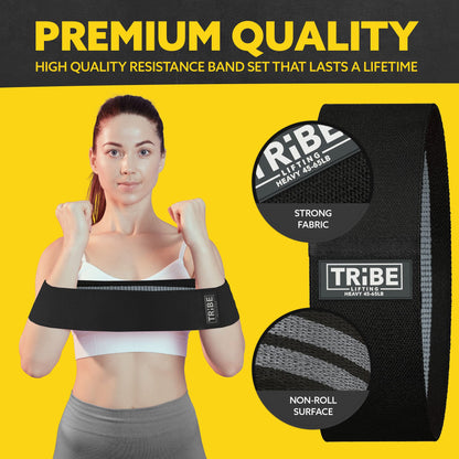 Tribe Lifting Fabric Resistance Bands for Exercise - Hip Bands for Working Out Legs, Glutes, Knees and Thighs for Men and Women