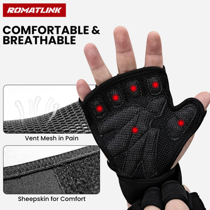 Romatlink Workout Gloves for Men and Women, Sport Gloves with Adjustable Wrist Wraps