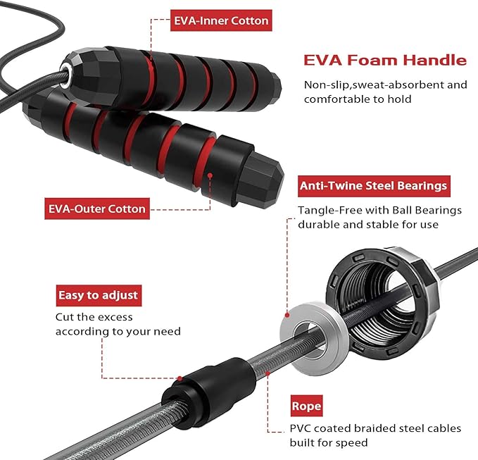 Skipping Rope - Jumping Rope Adjustable For Men Women Kids