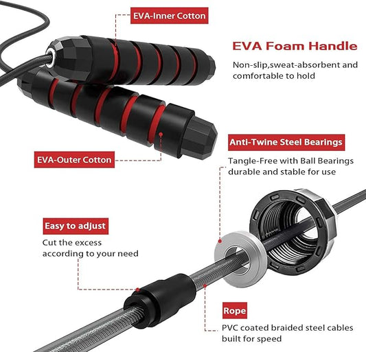 Skipping Rope - Jumping Rope Adjustable For Men Women Kids